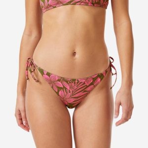 Dół kostiumu kąpielowego damski Roxy Tie Side. Zielone bikini Roxy, bez wzorów, z tkaniny. Za 129,99 zł.