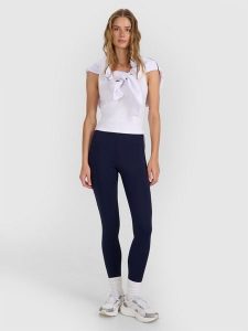 4F Legginsy dzianinowe damskie - granatowe S. Niebieskie legginsy 4f, bez wzorów, z dzianiny. Za 99,99 zł.