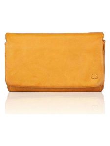 Bellicci Skórzany portfel "Cher" w kolorze musztardowym - 16 x 10,5 x 4 cm rozmiar: onesize. Żółte portfele Bellicci, bez wzorów, z materiału. Za 161,73 zł.