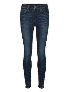 Vero Moda Dżinsy - Skinny fit - w kolorze granatowym rozmiar: XS/L32. Niebieskie jeansy Vero Moda, z aplikacjami, z bawełny, z podwyższonym stanem. Za 61,46 zł.