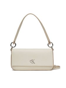 Calvin Klein Jeans Torebka Minimal Monogram Shoulder Pouch LV04K3161G Biały. Białe torebki klasyczne Calvin Klein Jeans, bez wzorów, z jeansu, bez dodatków. Za 309,99 zł.