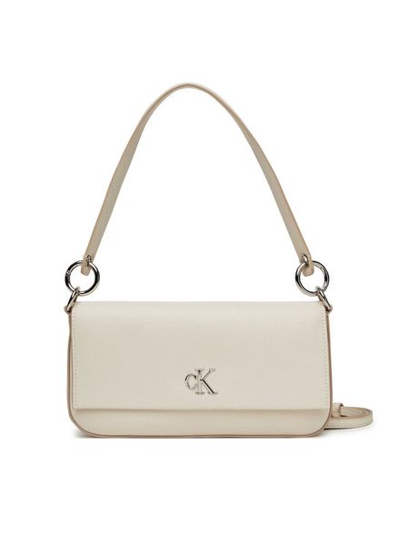 Calvin Klein Jeans Torebka Minimal Monogram Shoulder Pouch LV04K3161G Biały. Białe torebki klasyczne Calvin Klein Jeans, bez wzorów, z jeansu, bez dodatków. Za 249,99 zł.