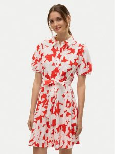 Vero Moda Sukienka koszulowa Dicthe 10303728 Czerwony Regular Fit. Czerwone kombinezony Vero Moda, m, bez wzorów, z bawełny, bez kołnierzyka, bez ramiączek. Za 229,99 zł.