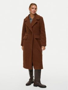 Vero Moda Kożuch Teresa 10333681 Brązowy Regular Fit. Brązowe płaszcze Vero Moda, l, bez wzorów, z syntetyku, bez kaptura. Za 359,99 zł.