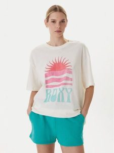 Roxy T-Shirt Hangloose Poster ERJZT06090 Biały Loose Fit. Białe t-shirty Roxy, m, bez wzorów, z bawełny, bez kołnierzyka, bez ramiączek. Za 129,99 zł.