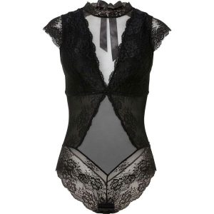 Body z delikatnej koronki. Czarne body i gorsety bonprix, bez wzorów, z koronki. Za 109,99 zł.