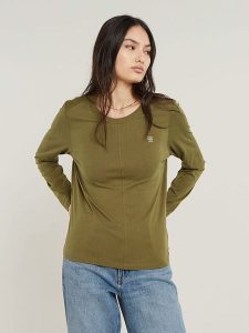 G-Star Koszulka w kolorze khaki rozmiar: L. Brązowe bluzki G-Star, l, bez wzorów, z bawełny, retro, bez kołnierzyka, bez ramiączek. Za 105,38 zł.