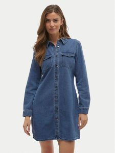 Vero Moda Sukienka jeansowa Jennie 10310968 Niebieski Regular Fit. Niebieskie kombinezony Vero Moda, xs, bez wzorów, z bawełny, bez kołnierzyka, bez ramiączek. Za 219,99 zł.