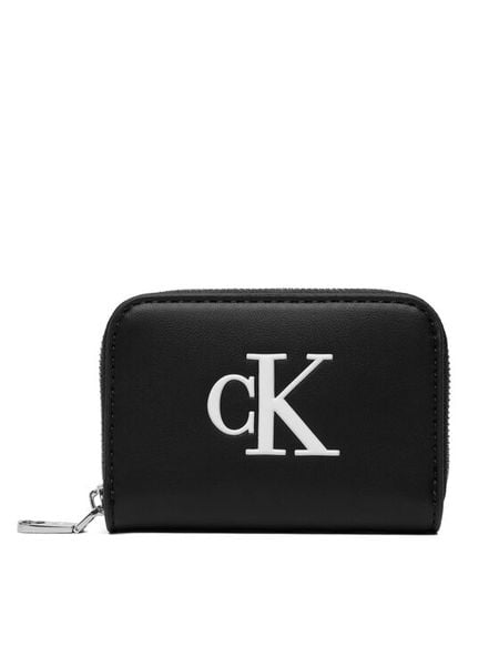 Calvin Klein Portfel Bold Ck Medium Zip Around LV04F1154G Czarny. Czarne portfele Calvin Klein, bez wzorów, ze skóry. Za 129,99 zł.