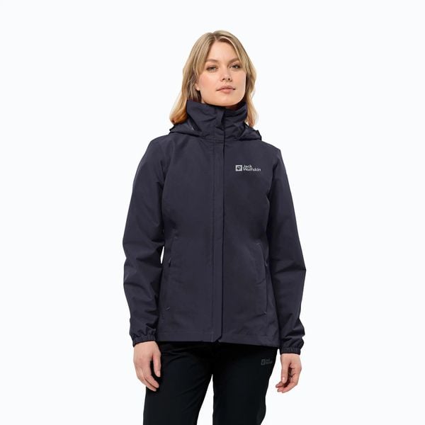 Kurtka przeciwdeszczowa damska Jack Wolfskin Stormy Point 2L. Szare kurtki Jack Wolfskin, l, bez wzorów, bez kaptura. W wyprzedaży za 379,99 zł.