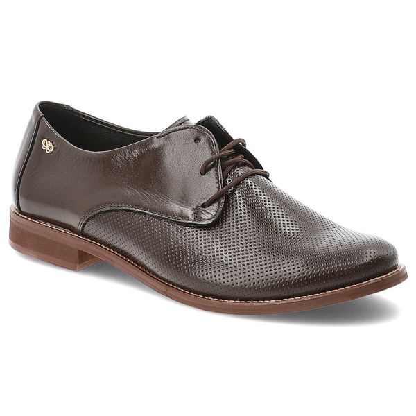 Brązowe Oxfordy Armodo Eleganckie Obuwie Damskie. Brązowe półbuty Armodo, bez wzorów, ze skóry, bez obcasa, na obcasie, bez zapięcia. Za 331,99 zł.
