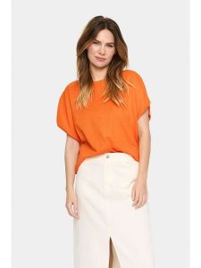 SAINT TROPEZ Sweter "Mila" w kolorze pomarańczowym rozmiar: M. Pomarańczowe swetry oversize Saint Tropez, m, bez wzorów, bez ramiączek. Za 105,38 zł.