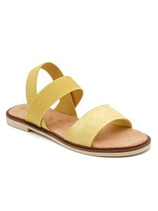 Sixth Sens Sandały w kolorze żółtym rozmiar: 38. Żółte sandały Sixth Sens, bez wzorów, z otwartym noskiem, bez obcasa, bez zapięcia. Za 100,99 zł.