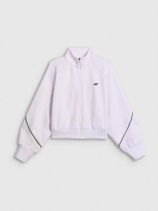 4F Bluza dresowa regular bez kaptura damska - biała L. Białe bluzy 4f, l, bez wzorów, z dresówki, bez kaptura. Za 169,99 zł.