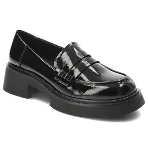 Czarne Mokasyny S.Barski Eleganckie Obuwie Damskie. Czarne półbuty S.BARSKI, bez wzorów, z materiału, za kolano, bez obcasa, bez zapięcia. Za 239,00 zł.