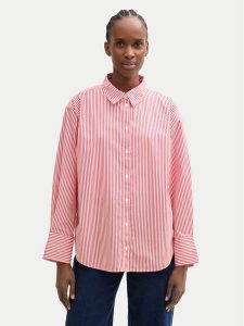 Tom Tailor Denim Koszula Striped loose-fit shirt 1040551 Czerwony Regular Fit. Czerwone koszule TOM TAILOR DENIM, s, bez wzorów, z bawełny, bez kołnierzyka, bez ramiączek. Za 139,99 zł.
