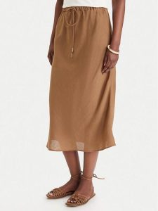 Marella Spódnica maxi Gamba 2613101094 Brązowy Regular Fit. Brązowe spódnice Marella, bez wzorów, ze lnu, maxi. Za 478,99 zł.