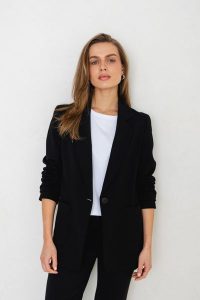 MARYNARKA NANCY CZARNA XS - Flawless. Czarne marynarki i żakiety Flawless, s, bez wzorów, biznesowe. Za 600,00 zł.