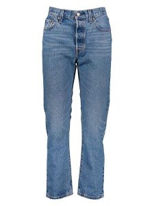 Levi's Dżinsy "501® Crop" - Regular fit - w kolorze niebieskim rozmiar: W27/L28. Niebieskie jeansy Levi's®, z aplikacjami, z bawełny, z podwyższonym stanem. Za 223,46 zł.