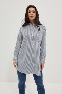 Koszula oversize w paski. Koszule MOODO, l, bez wzorów, z bawełny, bez kołnierzyka, bez ramiączek. W wyprzedaży za 38,99 zł.