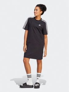 Adidas Sukienka codzienna Essentials 3-Stripes Single Jersey Boyfriend Tee Dress HR4923 Czarny Loose Fit. Czarne kombinezony ADIDAS, na co dzień, xs, bez wzorów, z bawełny, bez kołnierzyka, bez ramiączek, proste. Za 109,99 zł.