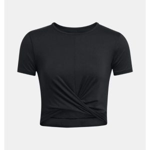 Top treningowy damski Under Armour Motion Crossover Crop. Czarne topy Under Armour, l, bez wzorów, sportowe, bez kołnierzyka, bez ramiączek. W wyprzedaży za 127,35 zł.