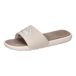 Klapki Damskie Puma Cool Cat Lato Basenowe Na Co Dzień. Brązowe klapki Puma, bez wzorów, z materiału, bez obcasa. Za 119,00 zł.