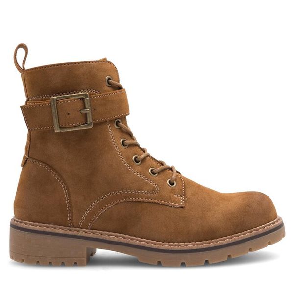 Trzewiki Jenny Fairy. Brązowe botki Jenny Fairy, bez wzorów, bez obcasa, na płaskiej podeszwie, bez zapięcia. Za 139,99 zł.