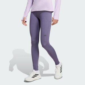 Legginsy Own the Run Full-Length. Fioletowe legginsy ADIDAS, bez wzorów, z materiału. Za 279,00 zł.