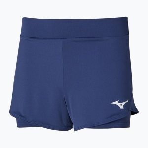 Spodenki tenisowe damskie Mizuno Flex Short. Niebieskie szorty Mizuno, bez wzorów, sportowe. Za 119,99 zł.