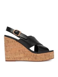 Badura Sandały C-ALANA-25-3-9YY Czarny. Czarne sandały Badura, bez wzorów, ze skóry, bez obcasa, na koturnie, bez zapięcia. Za 229,99 zł.