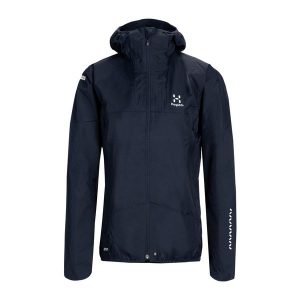 Kurtka przeciwdeszczowa damska Haglöfs L.I.M GTX. Niebieskie kurtki Haglöfs, l, bez wzorów, bez kaptura. Za 599,99 zł.