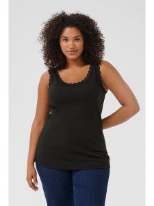 KAFFE curve Top w kolorze czarnym rozmiar: L. Czarne topy KAFFE curve, l, bez wzorów, z koronki, bez kołnierzyka, bez ramiączek. Za 85,95 zł.