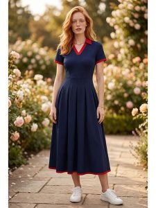 SOULSHAE Sukienka w kolorze granatowym rozmiar: L/XL. Niebieskie sukienki SOULSHAE, l, bez wzorów, bez kołnierzyka, bez ramiączek, maxi, rozkloszowane. Za 172,95 zł.