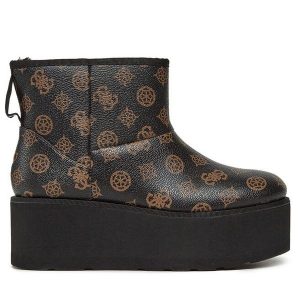 Botki Guess. Brązowe botki Guess, z aplikacjami, bez obcasa, na płaskiej podeszwie, bez zapięcia. Za 519,99 zł.