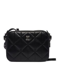 Calvin Klein Torebka Quilted Double Zip Camera Bag LV04F3328G Czarny. Czarne listonoszki Calvin Klein, bez wzorów, ze skóry, bez dodatków. Za 449,99 zł.