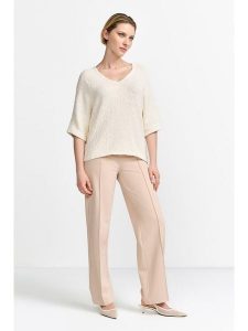 Rich & Royal Sweter w kolorze kremowym rozmiar: M. Brązowe swetry oversize Rich & Royal, m, bez wzorów, ze splotem, bez ramiączek. Za 210,81 zł.