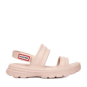 Sandały Hunter. Czerwone sandały Hunter, bez wzorów, bez obcasa, na płaskiej podeszwie, bez zapięcia. Za 139,99 zł.