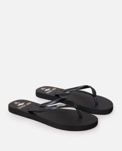 Japonki damskie Rip Curl Icons Of Surf Bloom. Czarne klapki Rip Curl, bez wzorów, z gumy, bez obcasa. Za 73,99 zł.