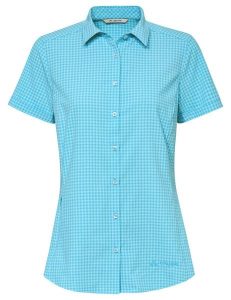 Koszula damska Seiland Shirt III. Niebieskie koszule Vaude, bez wzorów, z materiału, bez kołnierzyka, bez ramiączek. Za 339,00 zł.