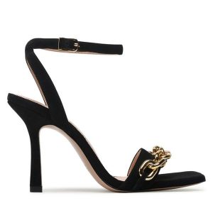 Sandały Badura. Czarne sandały Badura, bez wzorów, bez obcasa, na szpilce, bez zapięcia. Za 349,99 zł.