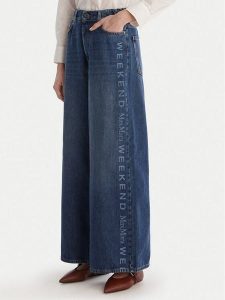 Weekend Max Mara Jeansy Vortice 2615181011 Granatowy Wide Leg. Niebieskie jeansy Weekend Max Mara, bez wzorów, z bawełny. Za 699,99 zł.