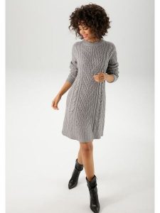 Aniston Sukienka dzianinowa w kolorze jasnoszarym rozmiar: 46. Szare sukienki Aniston, na co dzień, bez wzorów, z dzianiny, bez kołnierzyka, bez ramiączek, midi, proste. Za 56,79 zł.