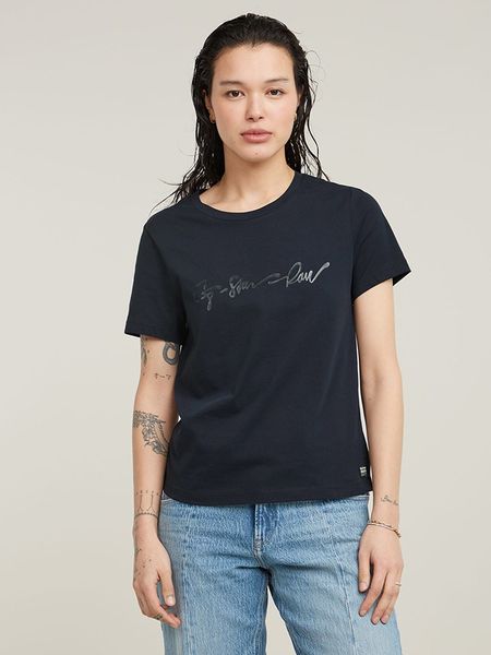 G-Star Koszulka w kolorze granatowym rozmiar: XS. Niebieskie bluzki G-Star, xs, bez wzorów, z bawełny, retro, bez kołnierzyka, bez ramiączek. Za 56,79 zł.