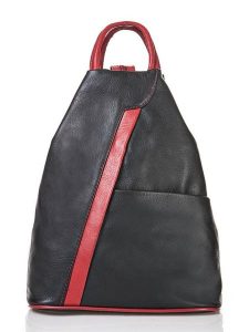 Florence Bags Skórzany plecak "Stax" w kolorze czarno-czerwonym - 31 x 24 x 12 cm rozmiar: onesize. Czarne plecaki Florence Bags. Za 297,45 zł.