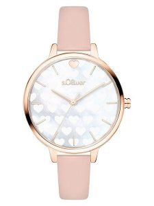 S.Oliver Zegarek kwarcowy w kolorze różowozłoto-beżowo-białym rozmiar: onesize. Brązowe, analogowe zegarki s.Oliver. Za 173,99 zł.