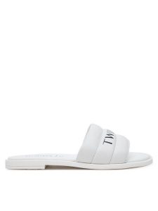 TWINSET Klapki 251GCJ040 Biały. Białe klapki Twinset, bez wzorów, ze skóry, bez obcasa. Za 419,99 zł.