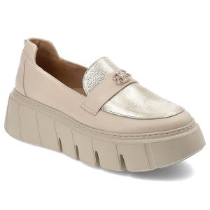 Beżowe Półbuty Armodo Stylowe Wsuwane Obuwie. Brązowe półbuty Armodo, bez wzorów, z materiału, bez obcasa, bez zapięcia. Za 319,00 zł.