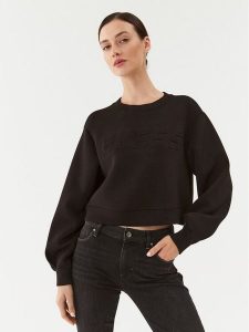 Guess Bluza Cindra V3BQ15 K7UW2 Czarny Regular Fit. Czarne bluzy Guess, xs, z aplikacjami, z wiskozy, bez kaptura. Za 199,99 zł.