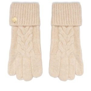 Rękawiczki Damskie Guess. Brązowe rękawiczki Guess, z aplikacjami, z dzianiny. Za 194,99 zł.